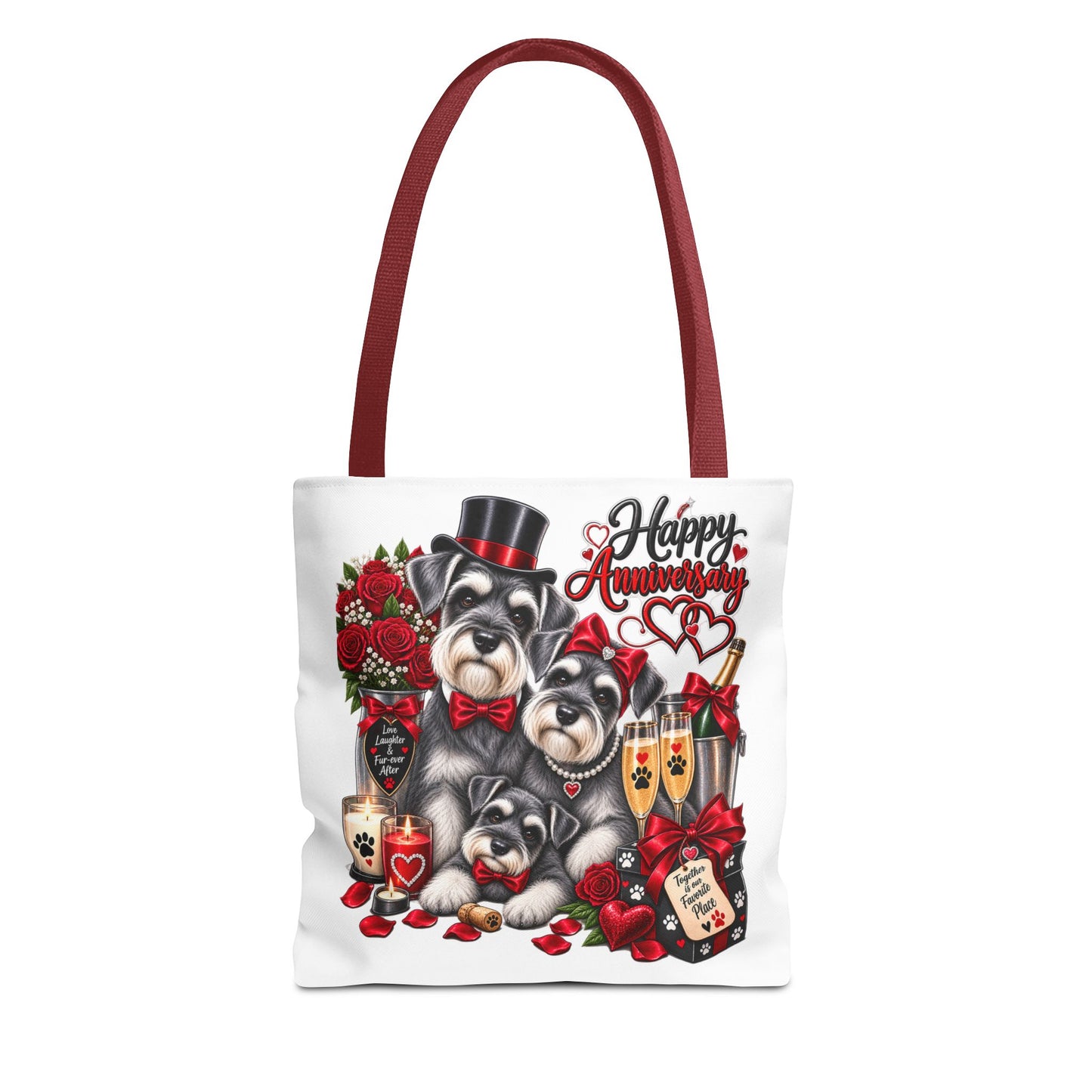 Anniversary Schnauzer Tote Bag — "Happy Anniversary" Romantic Floral Gift
