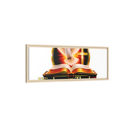 Framed Canvas Print — "Wisdom and Theology" Dove & Bible Wall Art