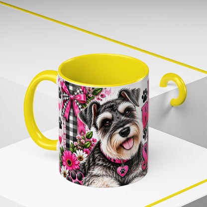 Life Is Better With A Miniature Schnauzer Accent Coffee Mug — Pink Paw Print Dog Lover Gift (11/15oz)