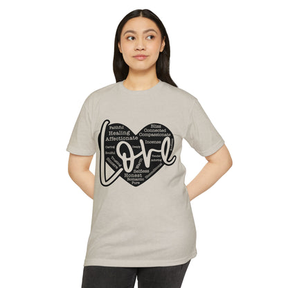 Love Heart Wordcloud T-Shirt — Positive Words Graphic Tee