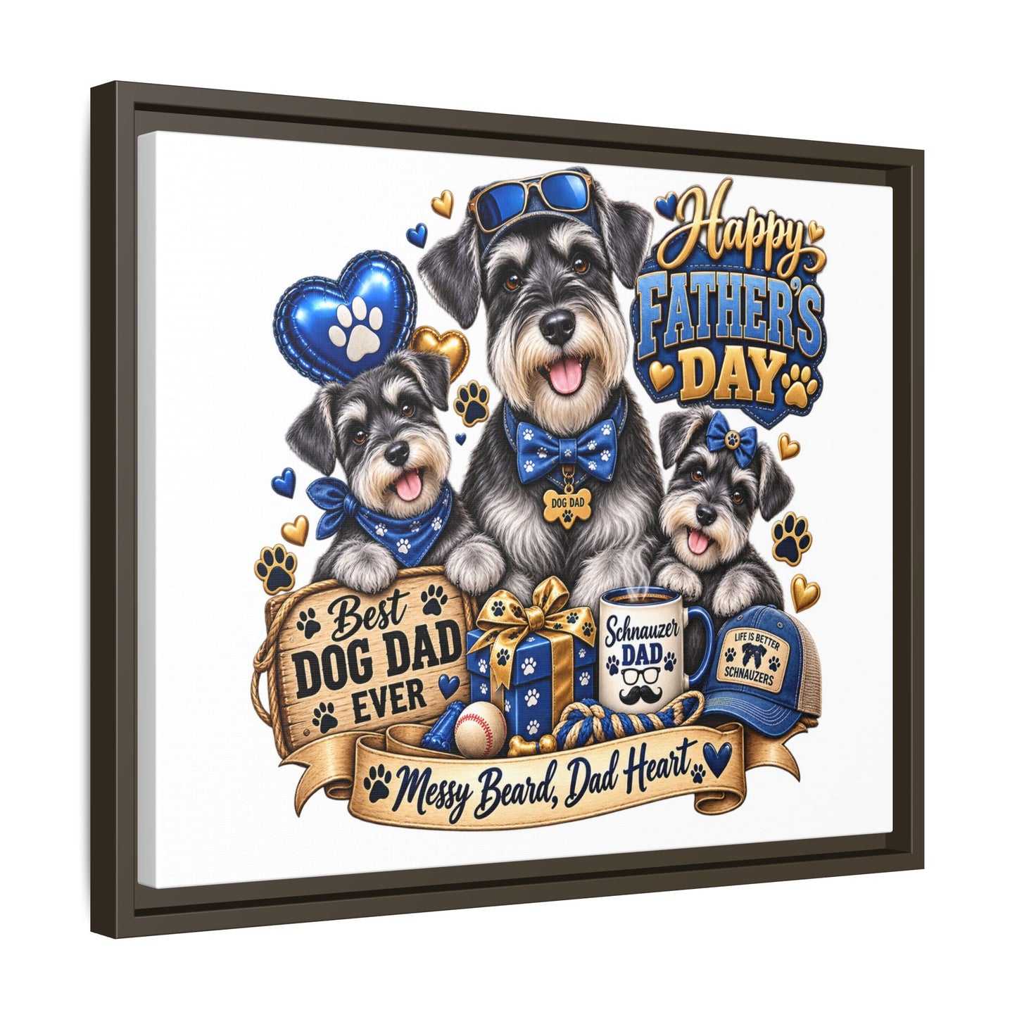 Happy Father's Day Schnauzer Canvas – Best Dog Dad Ever Framed Wall Art