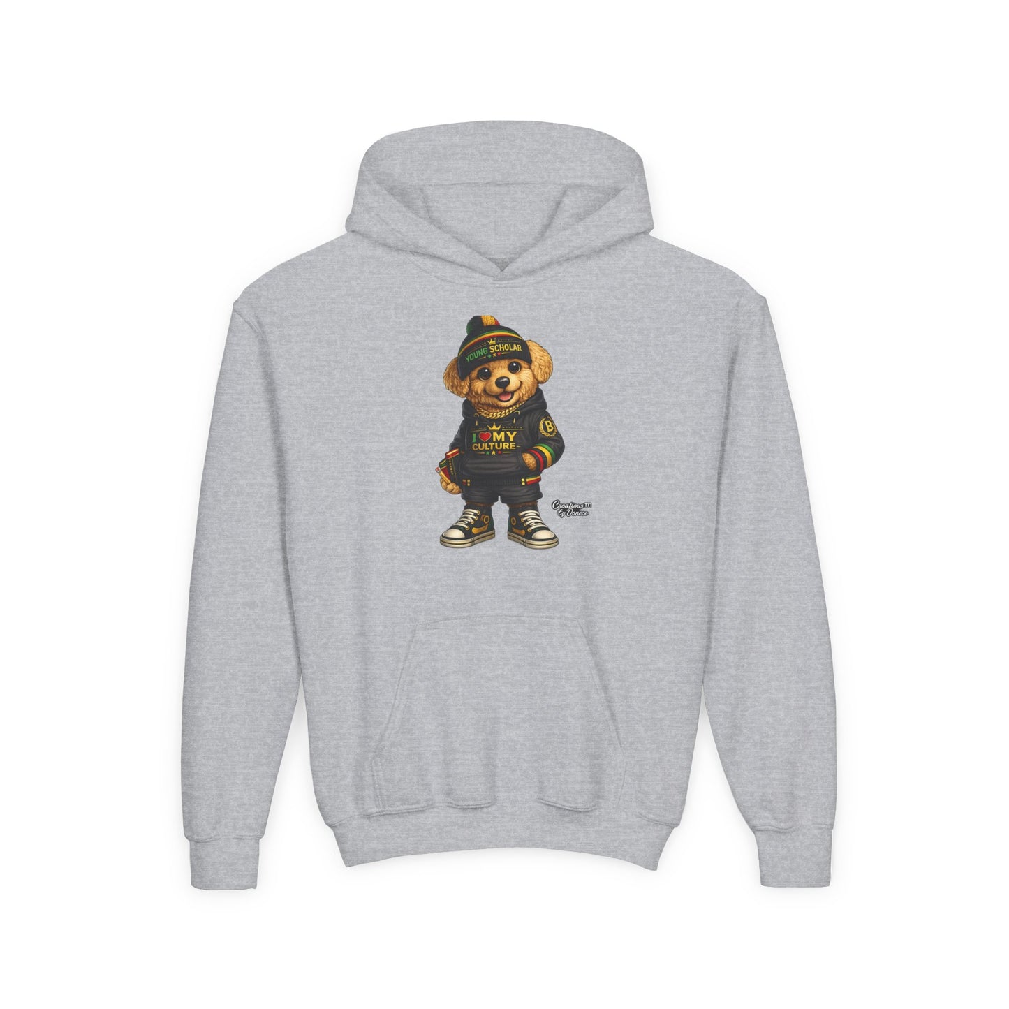 Kids Teddy Bear Hoodie — 'I Love My Culture' Streetwear Youth Sweatshirt