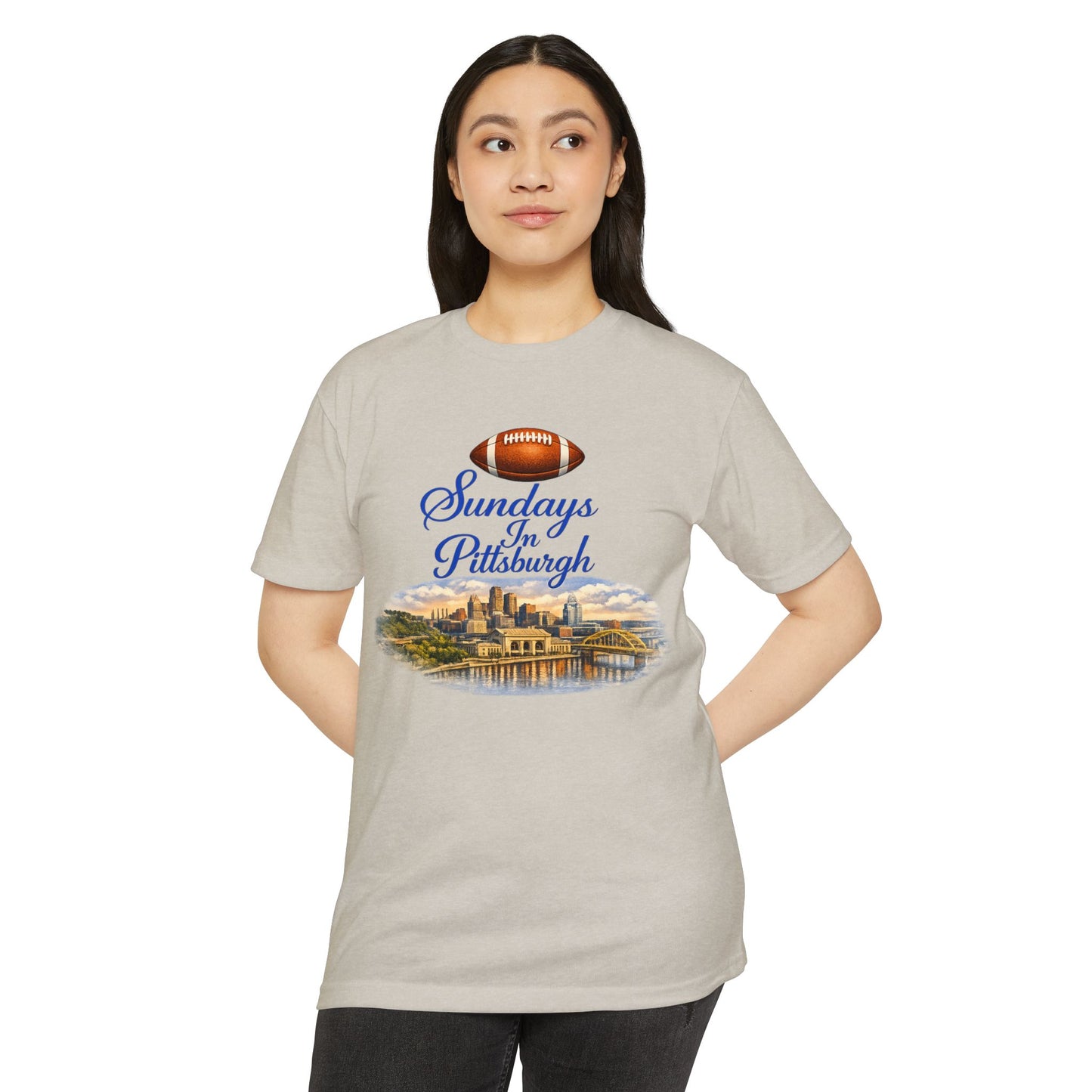 Sundays in Pittsburgh T‑Shirt — Vintage Football City Skyline Tee