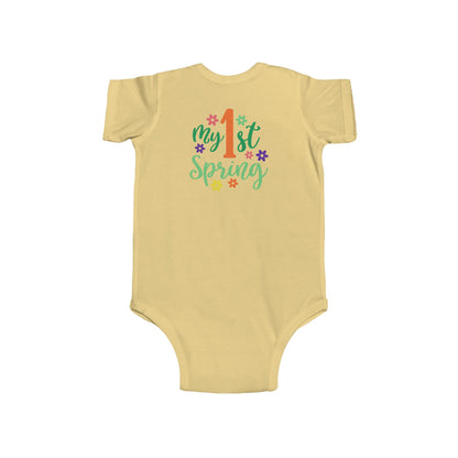 Baby Bodysuit — "My 1st Spring" Floral First-Spring Onesie
