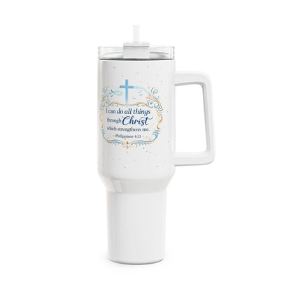 Christian 40oz Tumbler with Philippians 4:13 Faith Design