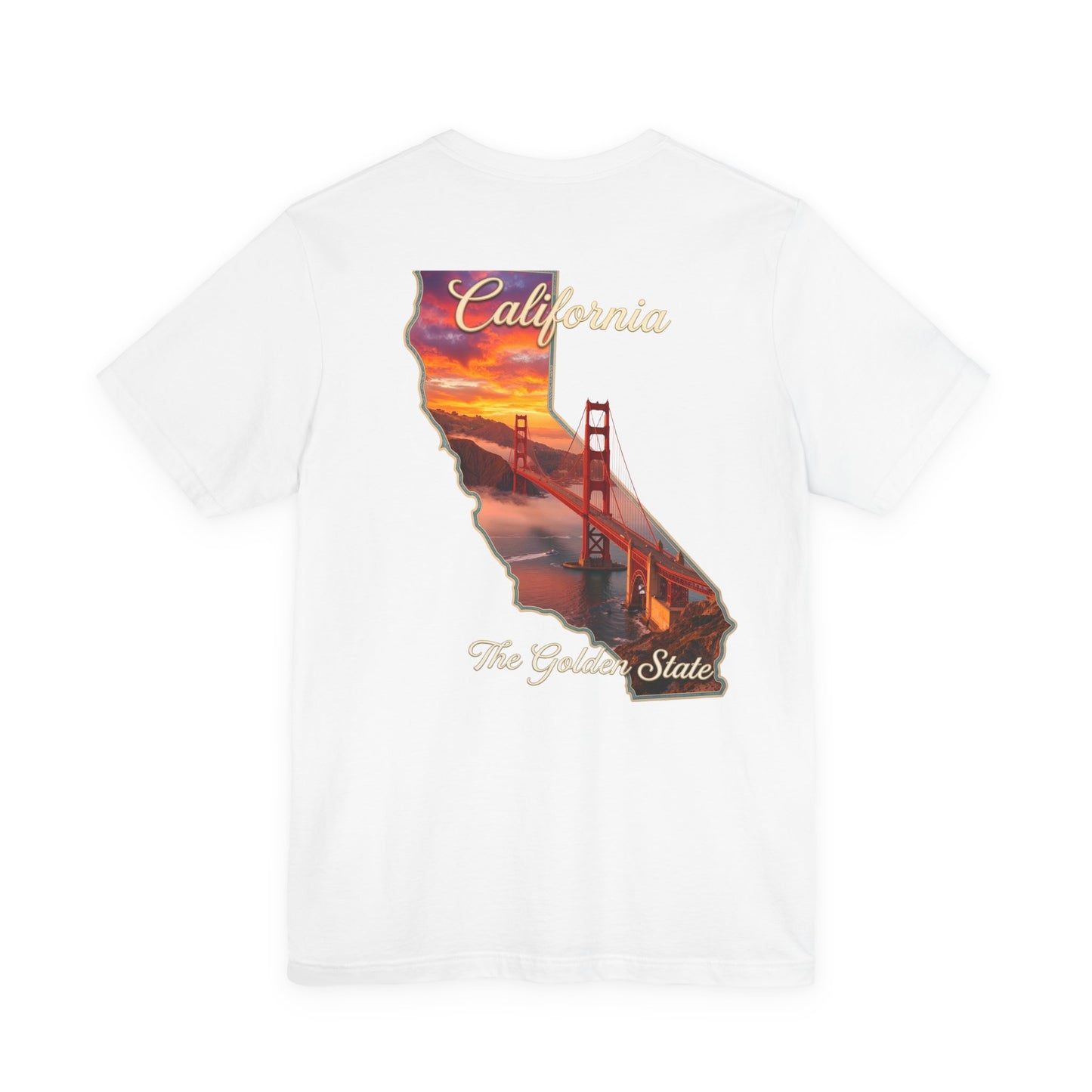 California Golden Gate Tee — "California The Golden State" Sunset Map T-Shirt