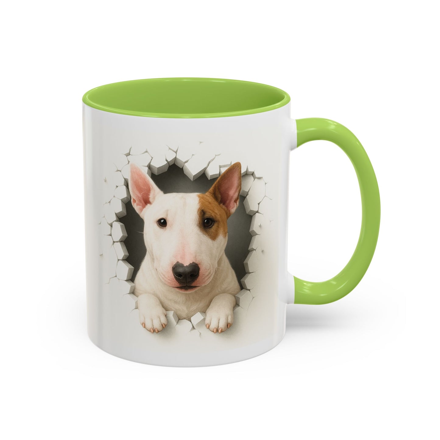 Bull Terrier Coffee Mug — Cute Dog Peeking Accent Mug (11/15oz)