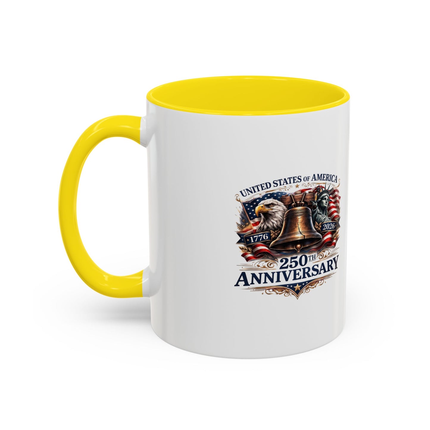 250th Anniversary Accent Coffee Mug — Patriotic United States Bell & Eagle Design (11/15 oz)