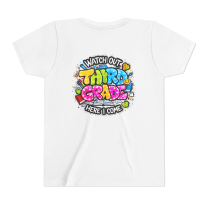 Third Grade Kids T‑Shirt — "Watch Out Third Grade Here I Come" Back-to-School Tee