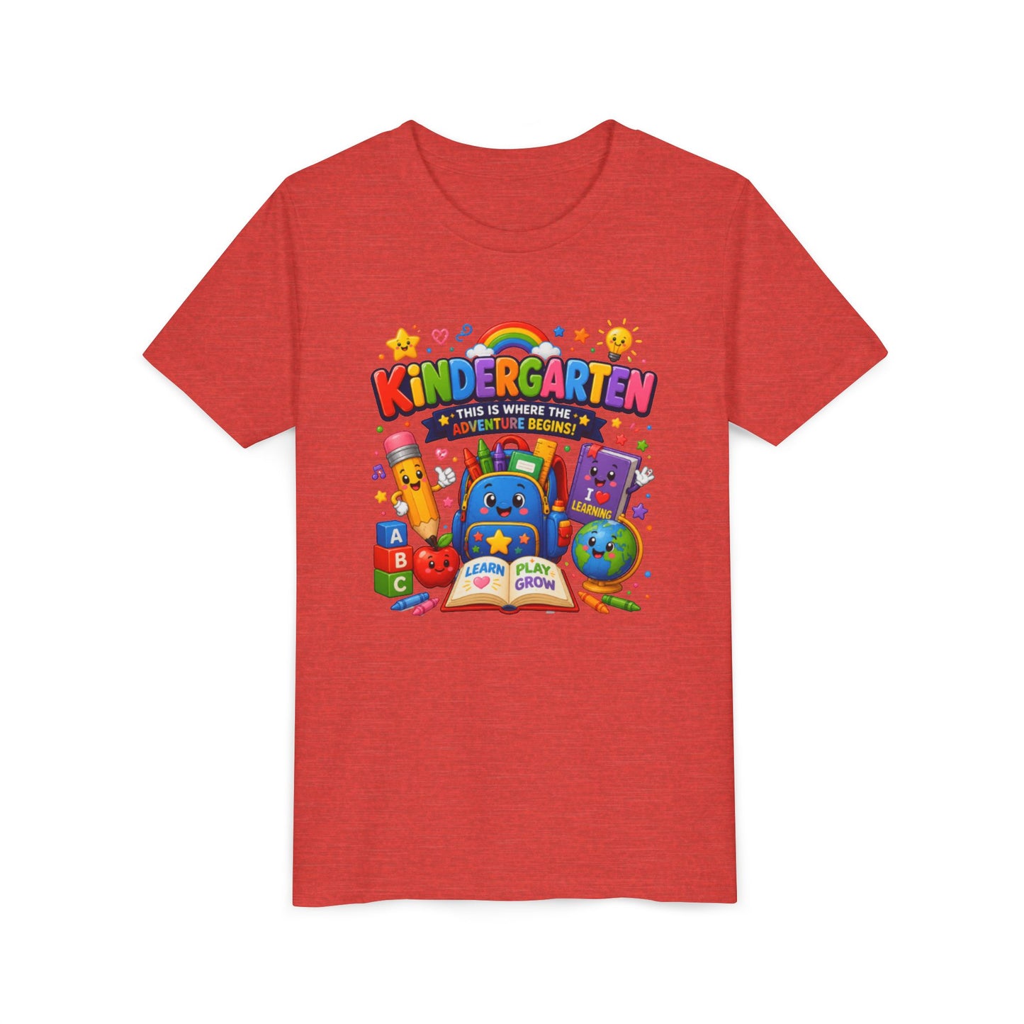 Kindergarten Kids T‑Shirt — 'Kindergarten: This Is Where the Fun Begins' Colorful Back-to-School Tee