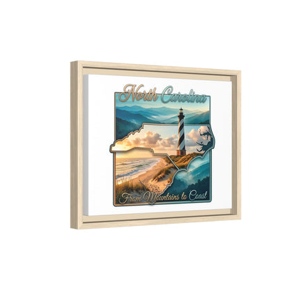 North Carolina Matte Canvas Wall Art — "From Mountains to Coast" Framed Print