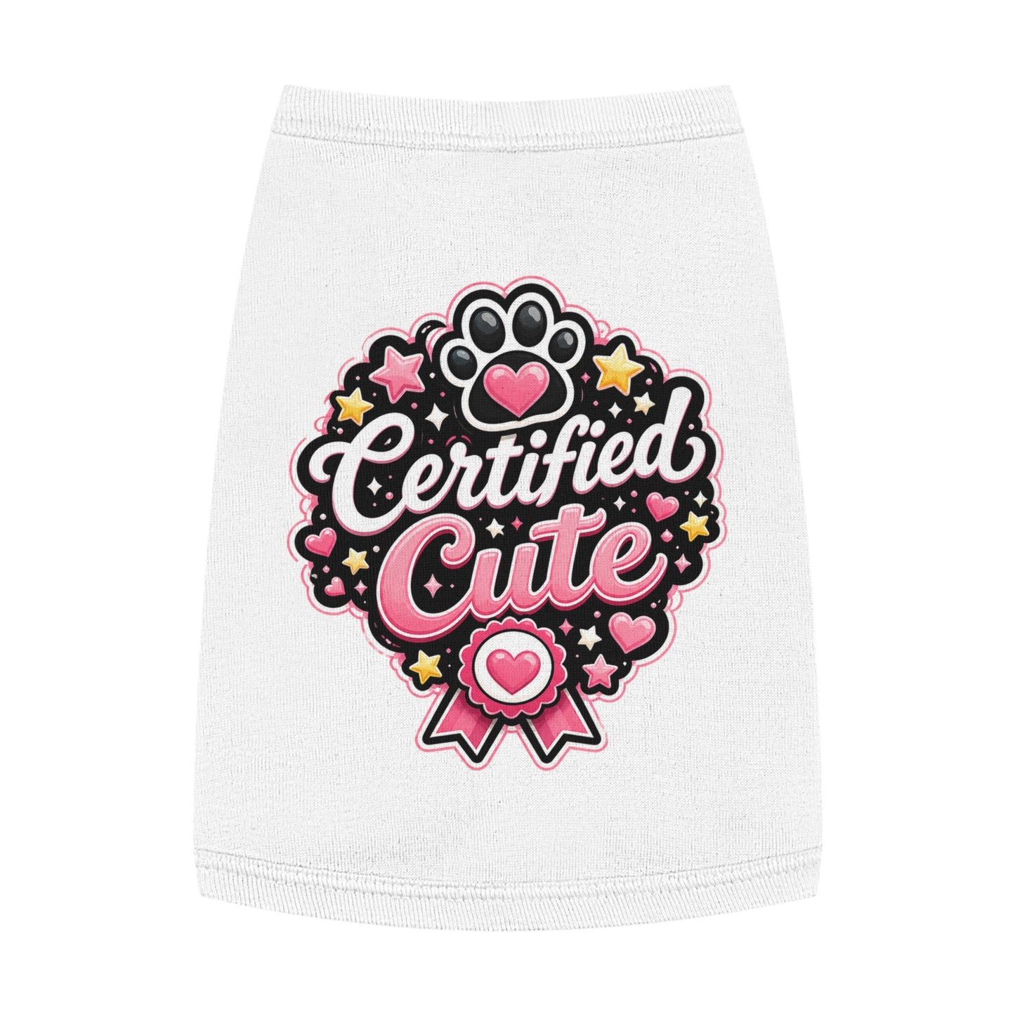 Certified Cute Pet Tank Top — Pink Paw Ribbon Dog Shirt