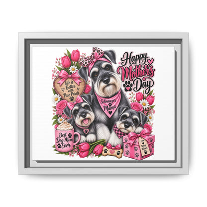 Happy Mother’s Day Schnauzer Canvas — Framed Matte Wall Art