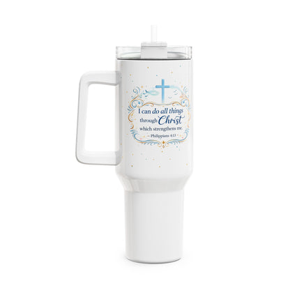Christian 40oz Tumbler with Philippians 4:13 Faith Design
