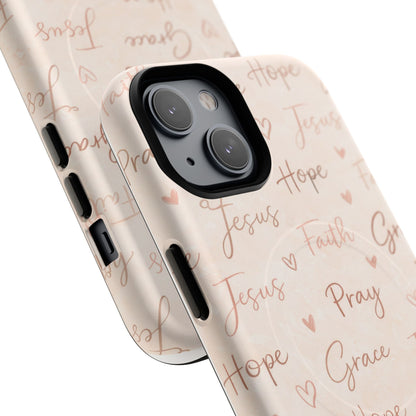 Christian Words Tough Magnetic Phone Case — Hope Pray Grace Jesus Faith