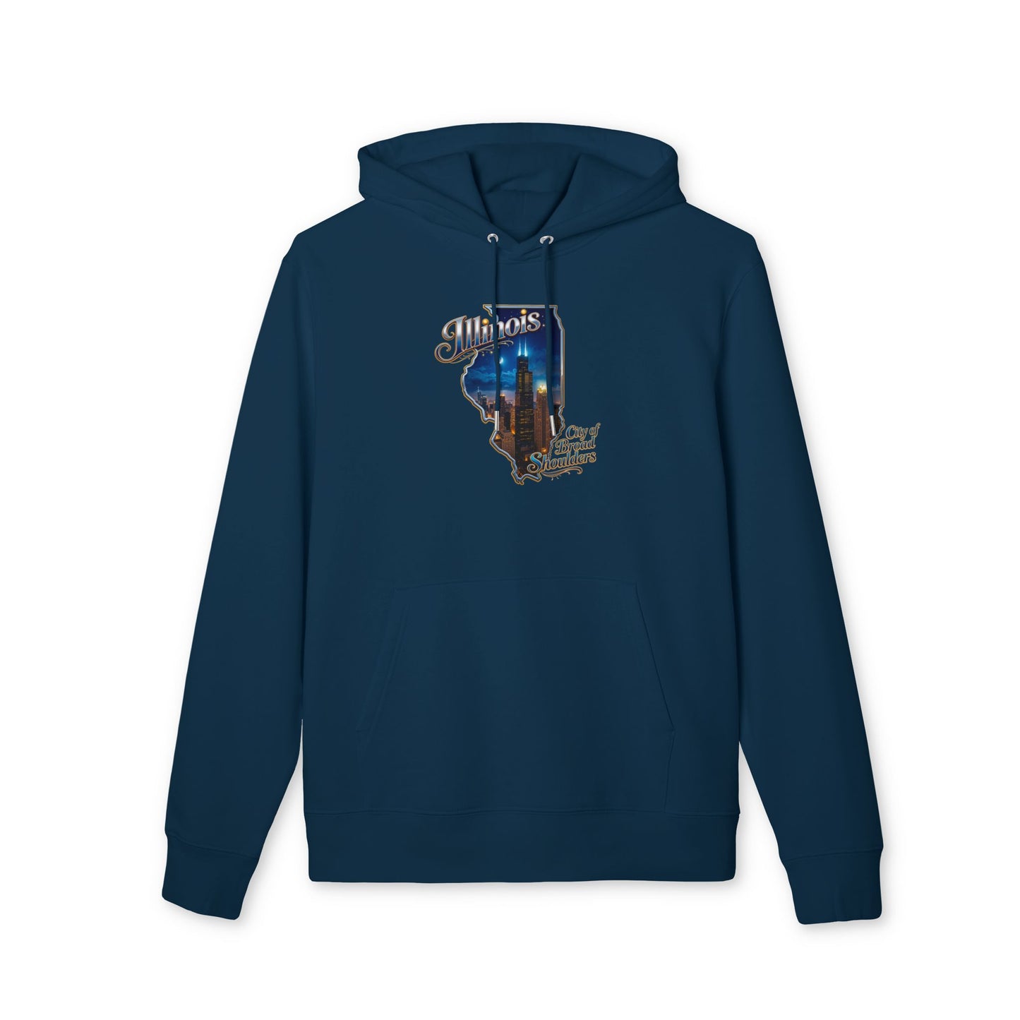 Illinois Skyline Hoodie — "City of Broad Shoulders" Retro State Map
