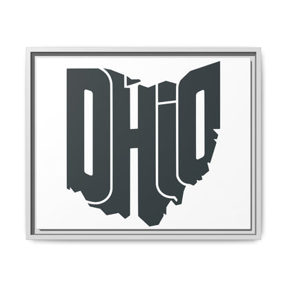 Ohio State Silhouette Matte Framed Canvas — Modern State Wall Art