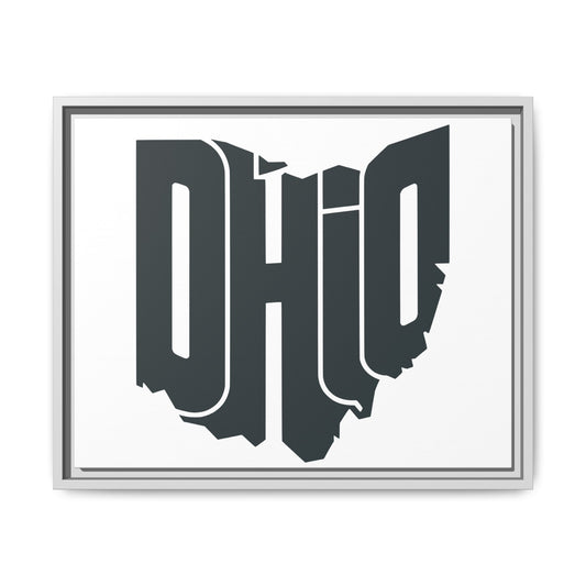 Ohio State Silhouette Matte Framed Canvas — Modern State Wall Art
