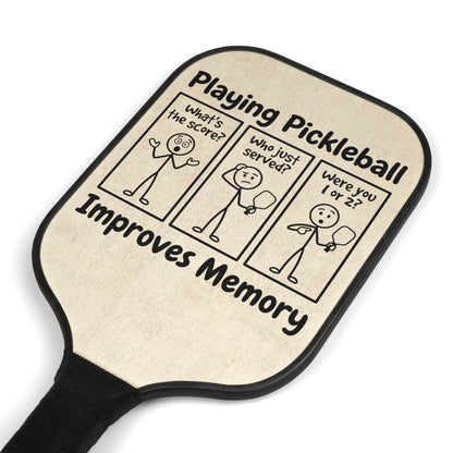 Pickleball Paddle Set — "Playing Pickleball Improves Memory" Funny Graphic Paddle & Balls Kit