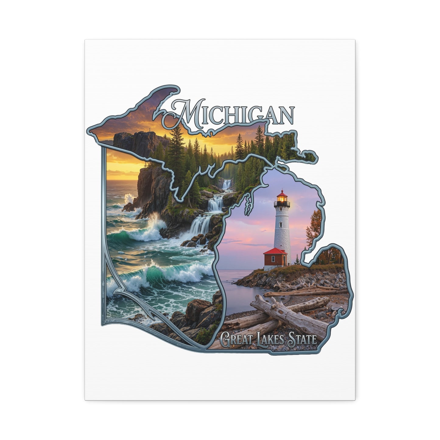 Michigan Scenic Canvas Print — Great Lakes Lighthouse Wall Art