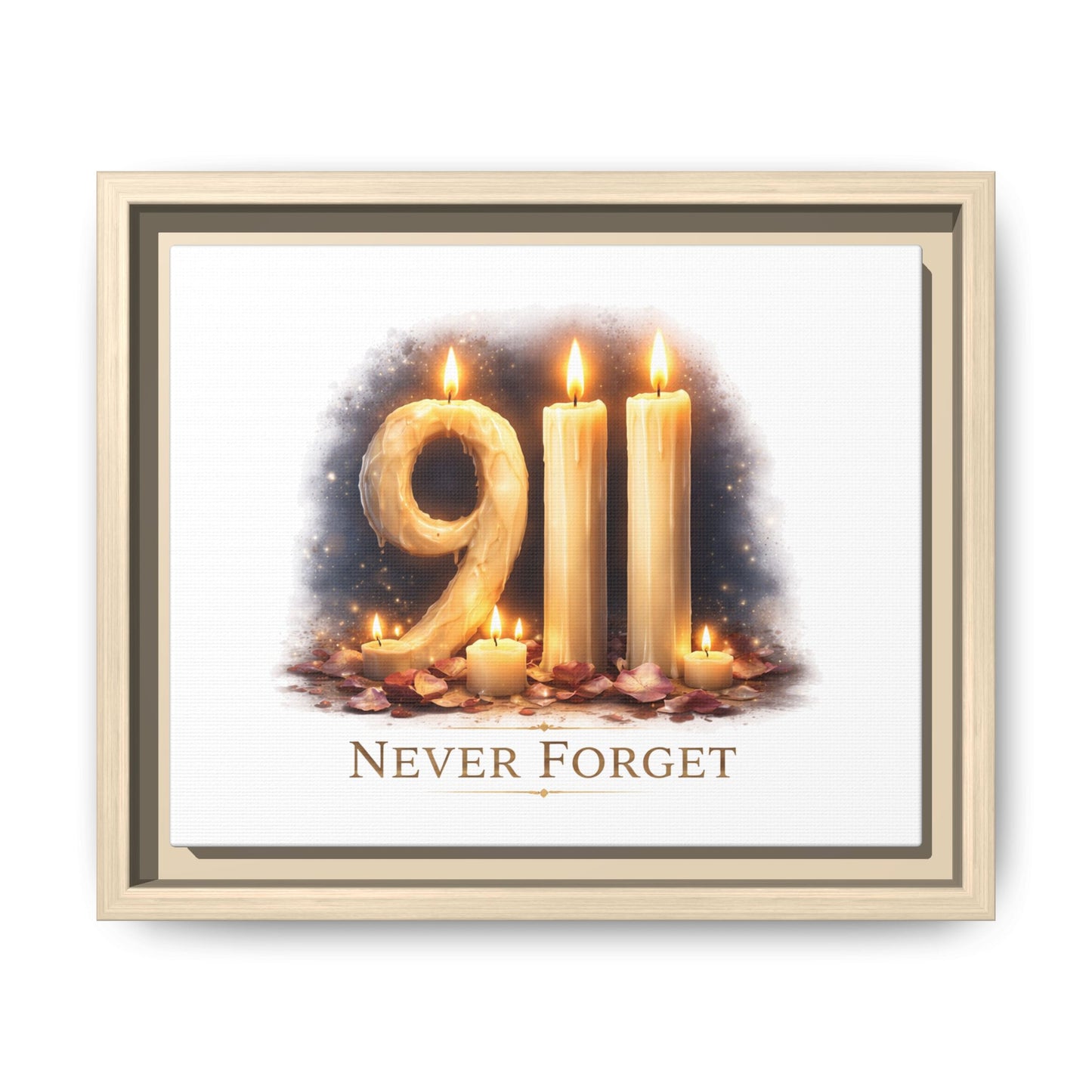 9/11 Never Forget Framed Canvas Print
