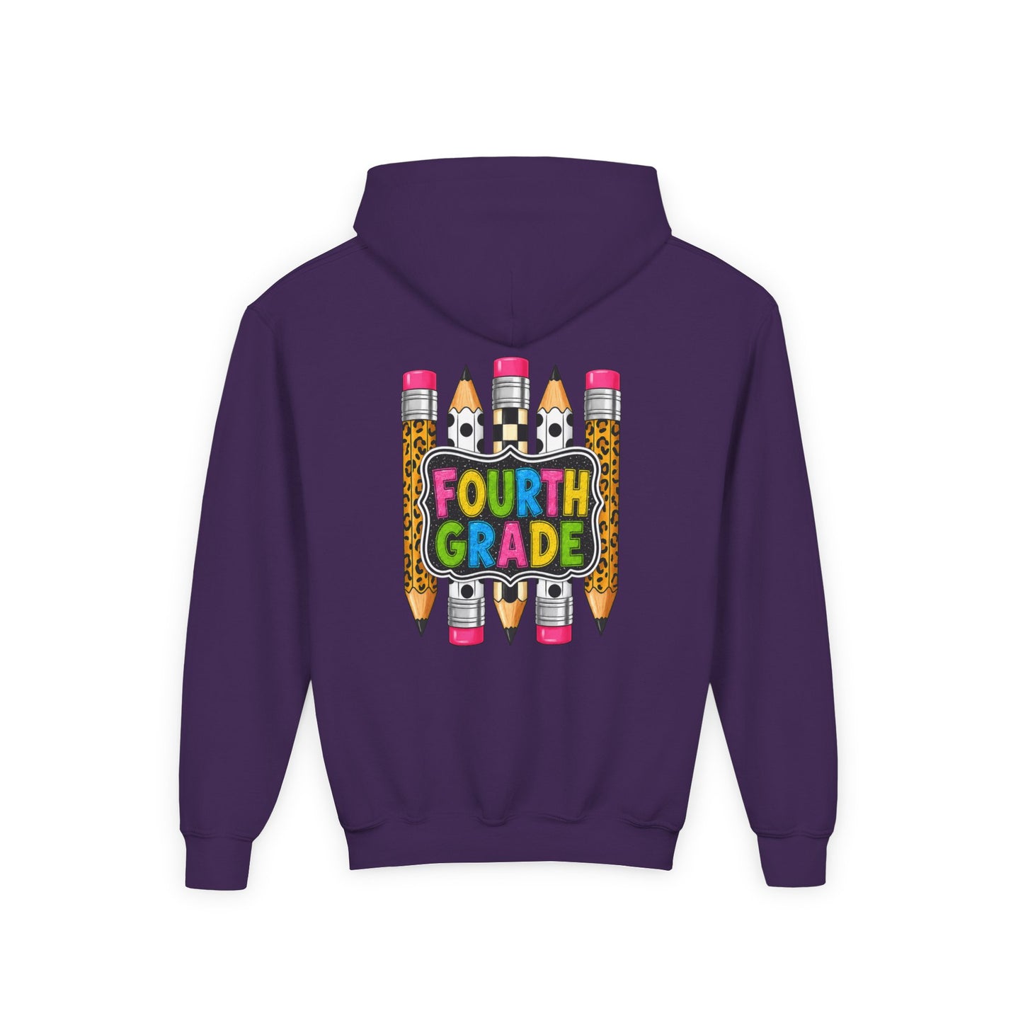 Fourth Grade Kids Hoodie — Colorful Pencil School Sweatshirt