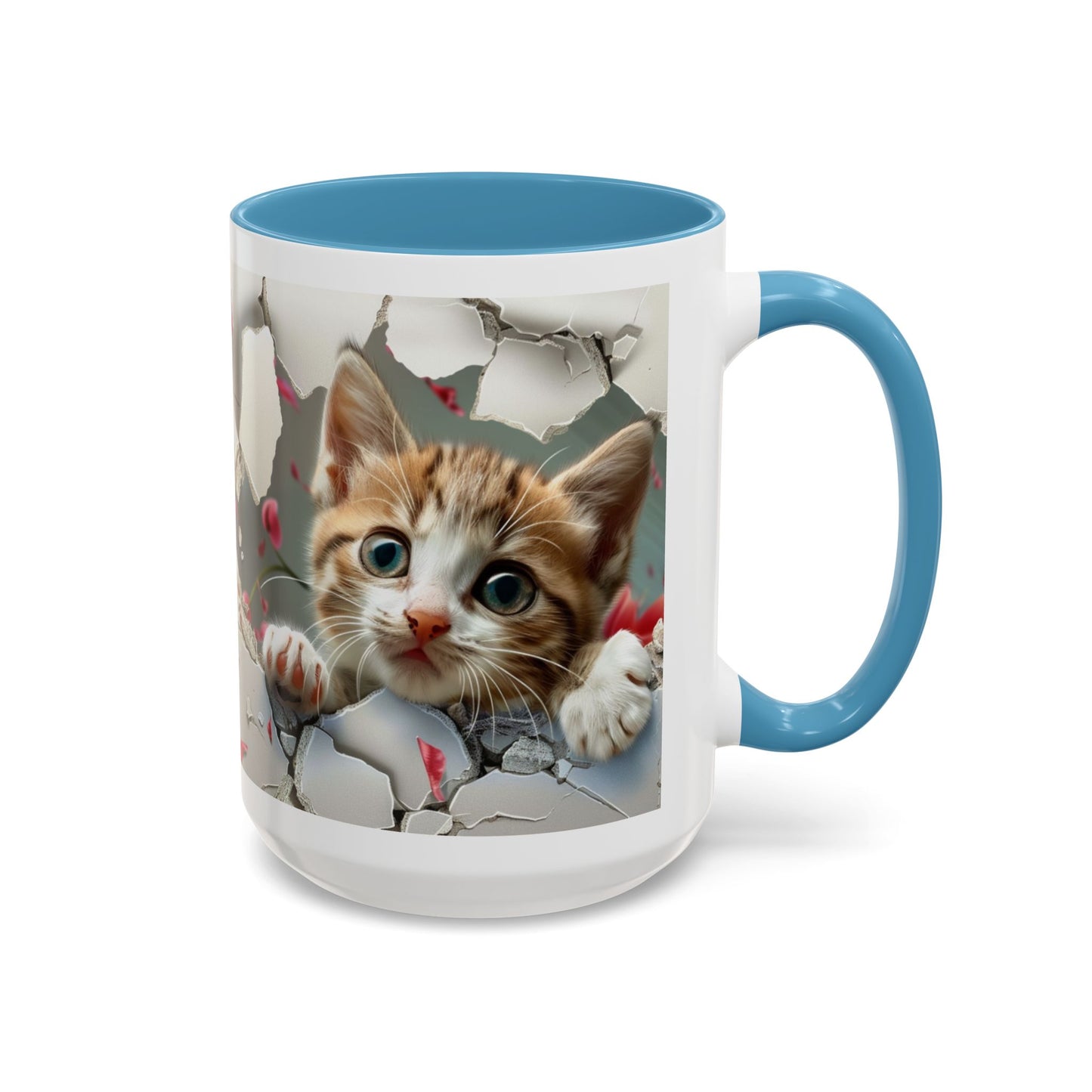 Kitten Peek Accent Coffee Mug — Cute Cat Peekhole Design (11/15 oz)