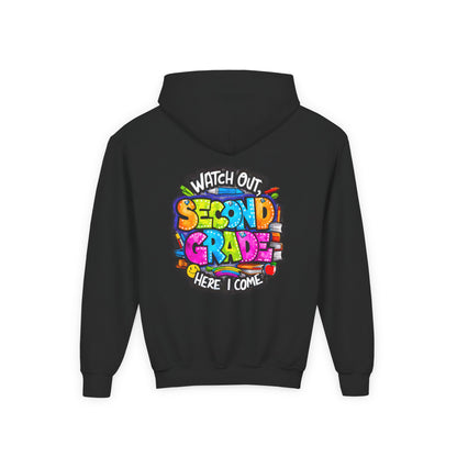 Second Grade Kids' Hoodie - "Watch Out Second Grade Here I Come" Back-to-School Sweatshirt