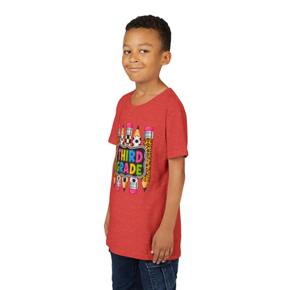 Third Grade Youth T-Shirt — Colorful Pencil Back-to-School Tee