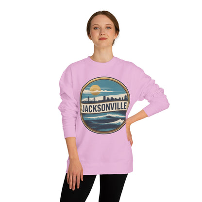 Jacksonville Coastal Crewneck Sweatshirt — Retro Beach Skyline