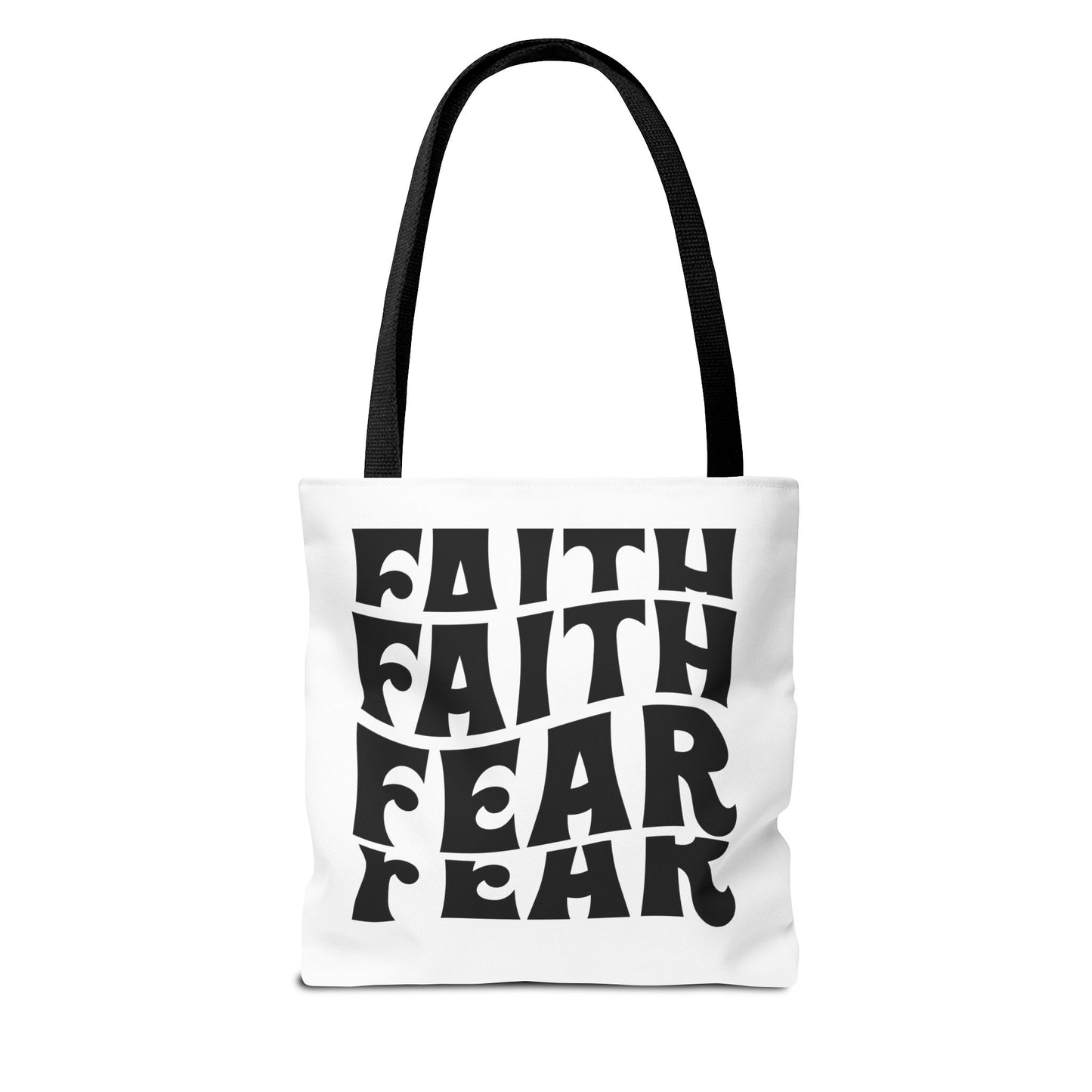 Faith Over Fear Tote Bag – Bold Retro Typography Canvas Tote