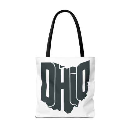 Ohio State Outline Tote Bag — Retro Ohio Text Graphic Tote