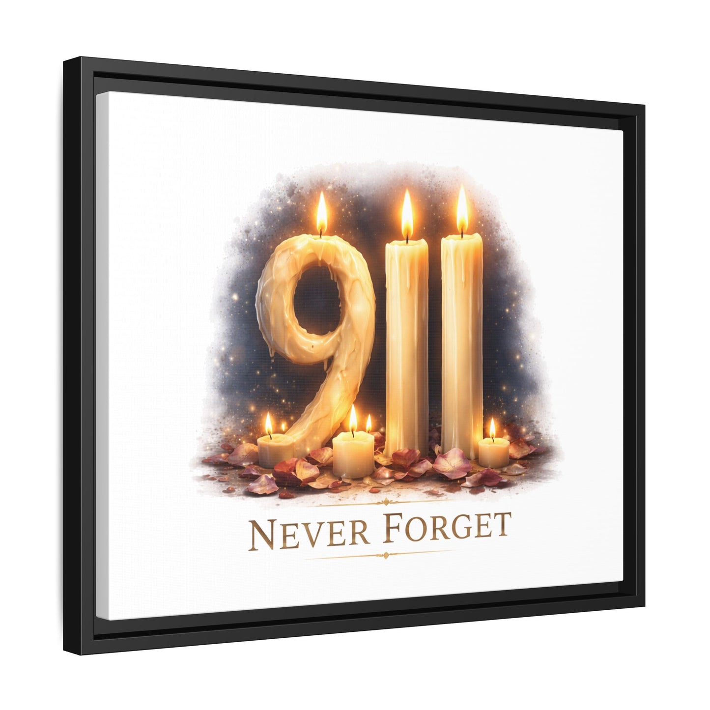 9/11 Never Forget Framed Canvas Print