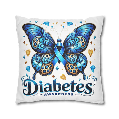 Diabetes Awareness Butterfly Pillowcase — Blue Ribbon Square Pillow