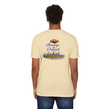 Sundays in Cincinnati Football T-Shirt — City Skyline Game Day Tee