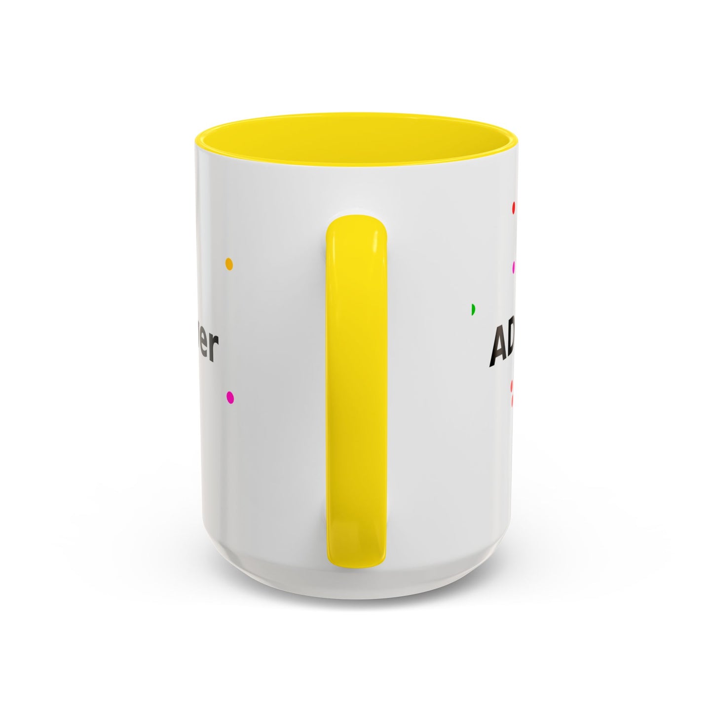 Accent Coffee Mug - "Coffee Is My Superpower" Funny Colorful Polka Dot Ceramic Mug (11/15oz)