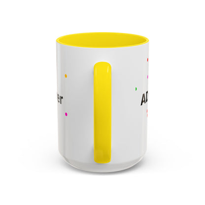 Accent Coffee Mug - "Coffee Is My Superpower" Funny Colorful Polka Dot Ceramic Mug (11/15oz)