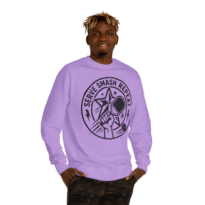 Serve Smash Repeat Crewneck Sweatshirt — Pickleball Player Graphic