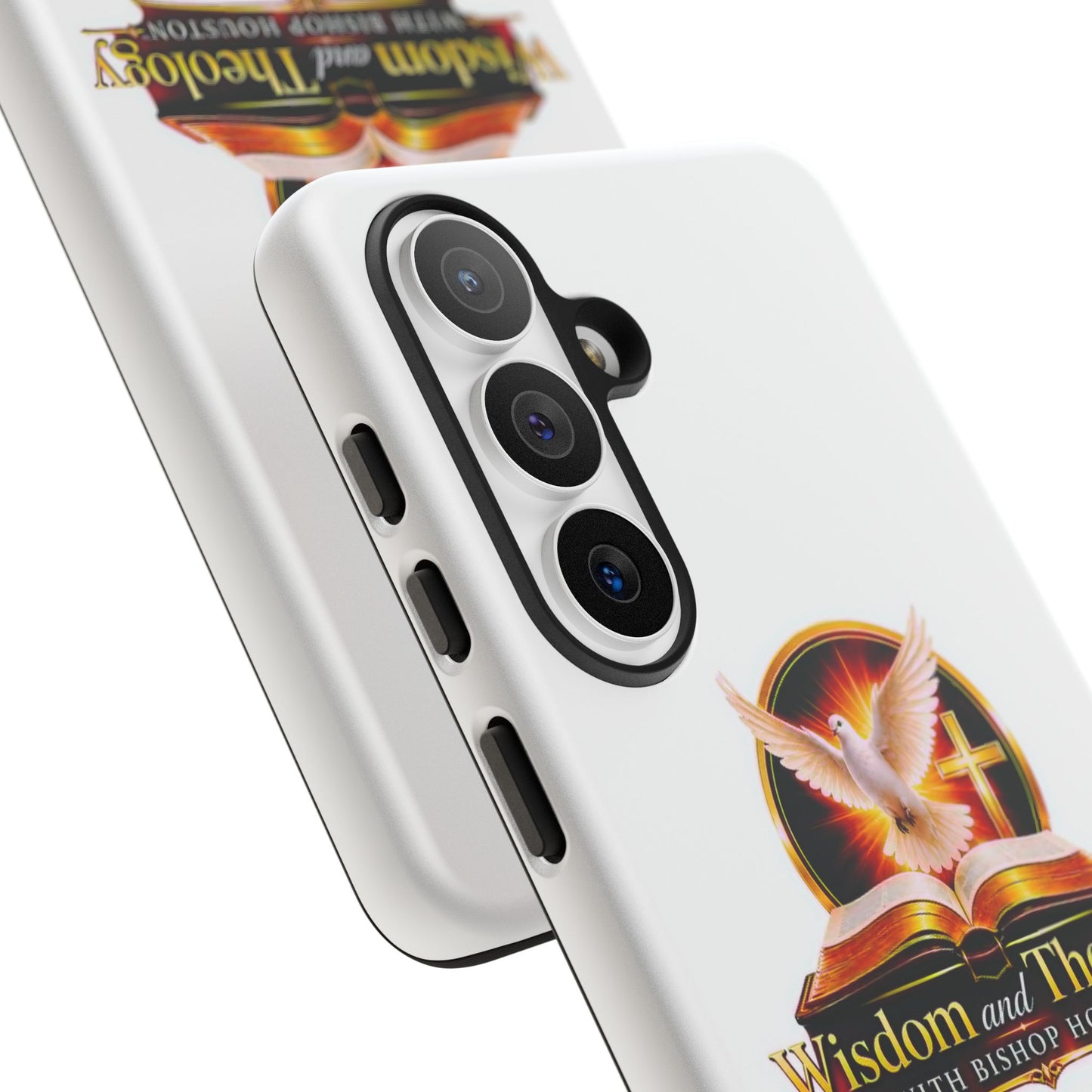 Wisdom and Theology Phone Case — Christian Dove & Cross Protective Tough Case