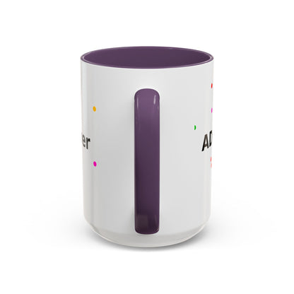 Accent Coffee Mug - "Coffee Is My Superpower" Funny Colorful Polka Dot Ceramic Mug (11/15oz)