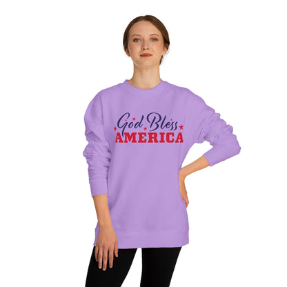 God Bless America Crewneck Sweatshirt – Patriotic USA Flag Tee for 4th of July