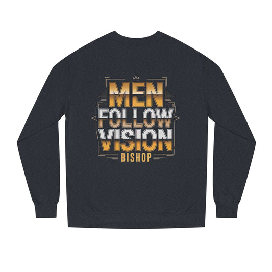 Men Follow Vision Bishop Crewneck Sweatshirt — Inspirational Faith Graphic