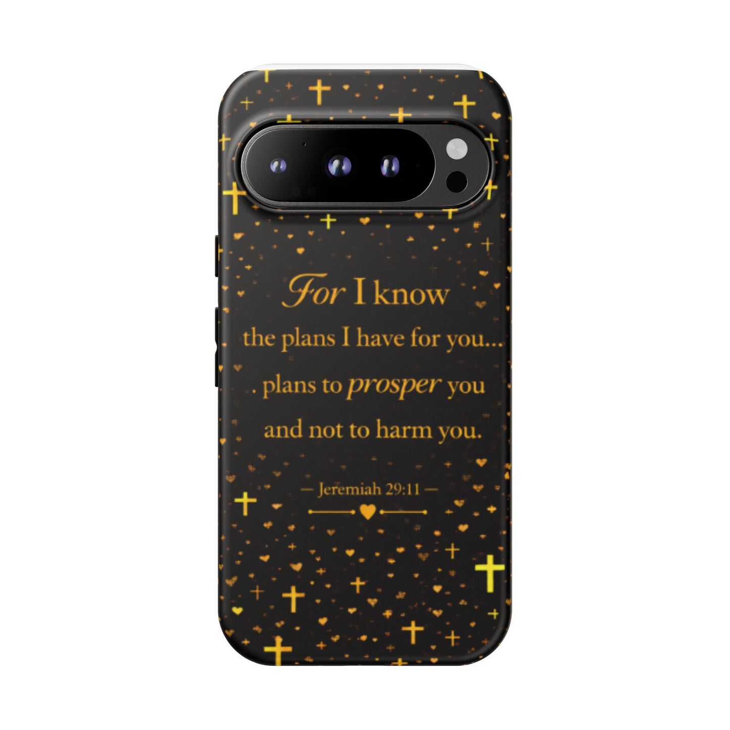 Phone Case — "For I Know" Jeremiah 29:11 Gold Cross Christian Tough Case