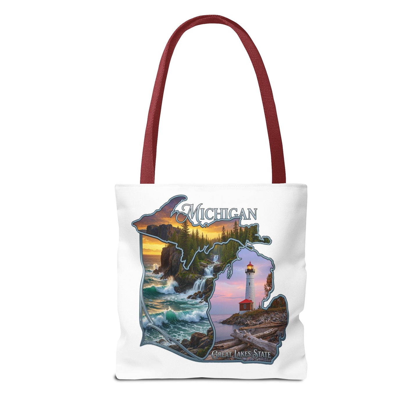 Michigan Lighthouse Tote Bag — Great Lakes Scenic State Travel Tote