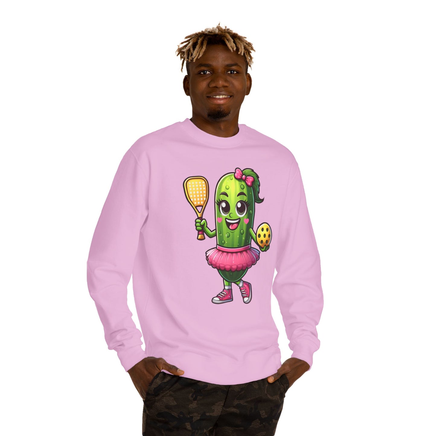 Pickle Paddle T-Shirt — Cute Pickle Playing Pickleball Crewneck