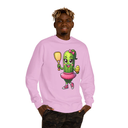 Pickle Paddle T-Shirt — Cute Pickle Playing Pickleball Crewneck