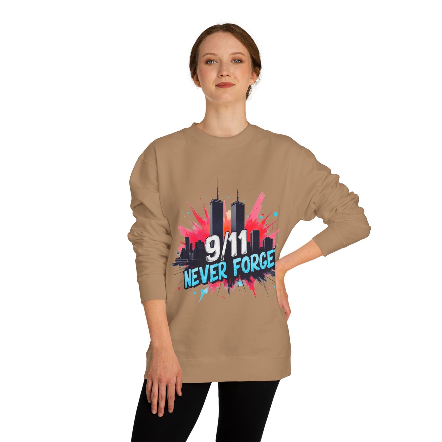 9/11 Never Forget Sweatshirt - Tribute Crewneck with Twin Towers Graphic