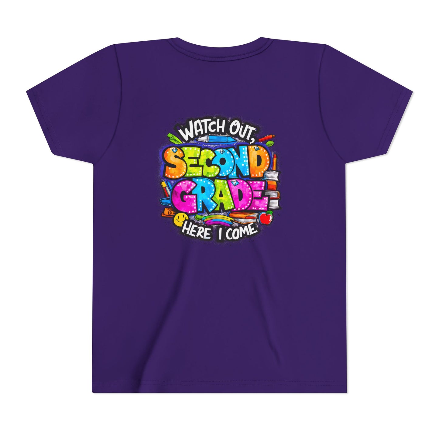 Second Grade Kids Tee - "Watch Out Second Grade Here I Come" Colorful Back-to-School Shirt