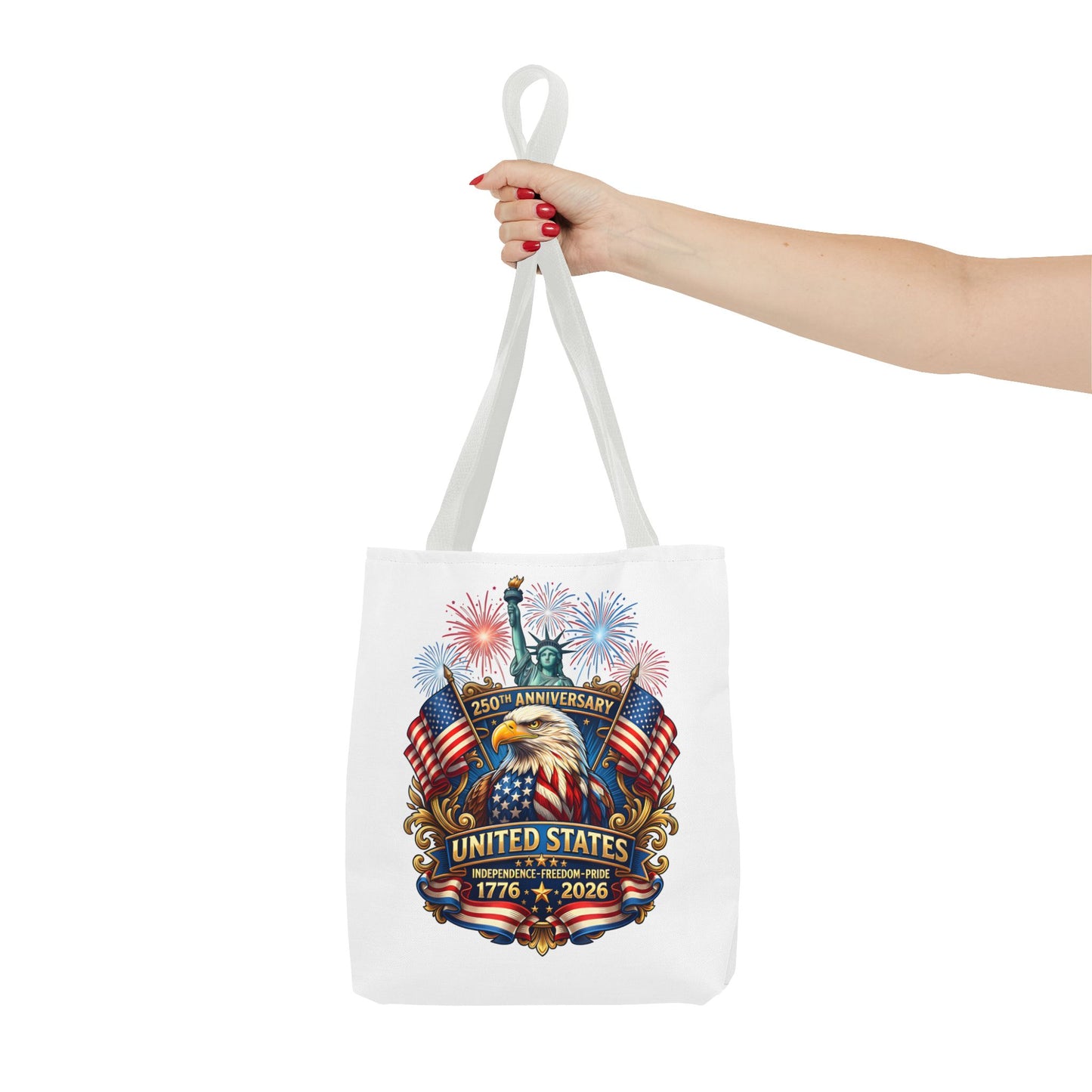 United States 250th Anniversary Tote Bag — Patriotic Eagle & Fireworks 1776–2026