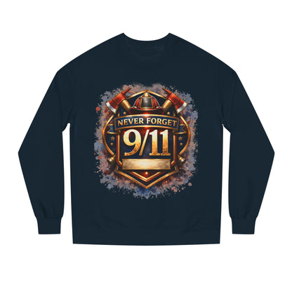 Never Forget 9/11 Sweatshirt — Memorial Firefighter Tribute Crewneck